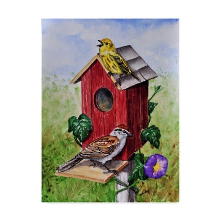 Charlsie Kelly 'Chipping Sparrow And Yellow Warbler' Canvas Art,35x47